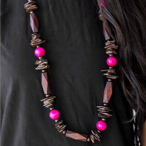Wooden Necklace with Matching Earrings - Picture 1 of 3